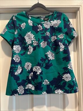 Oasis Teal Green Floral Short Sleeve Top